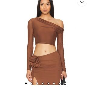 AFRM Chocolate One-Shoulder Set